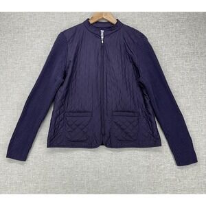 Croft & Barrow Jacket Womens Petite XL Purple Quilted Knit Zip Front Pockets
